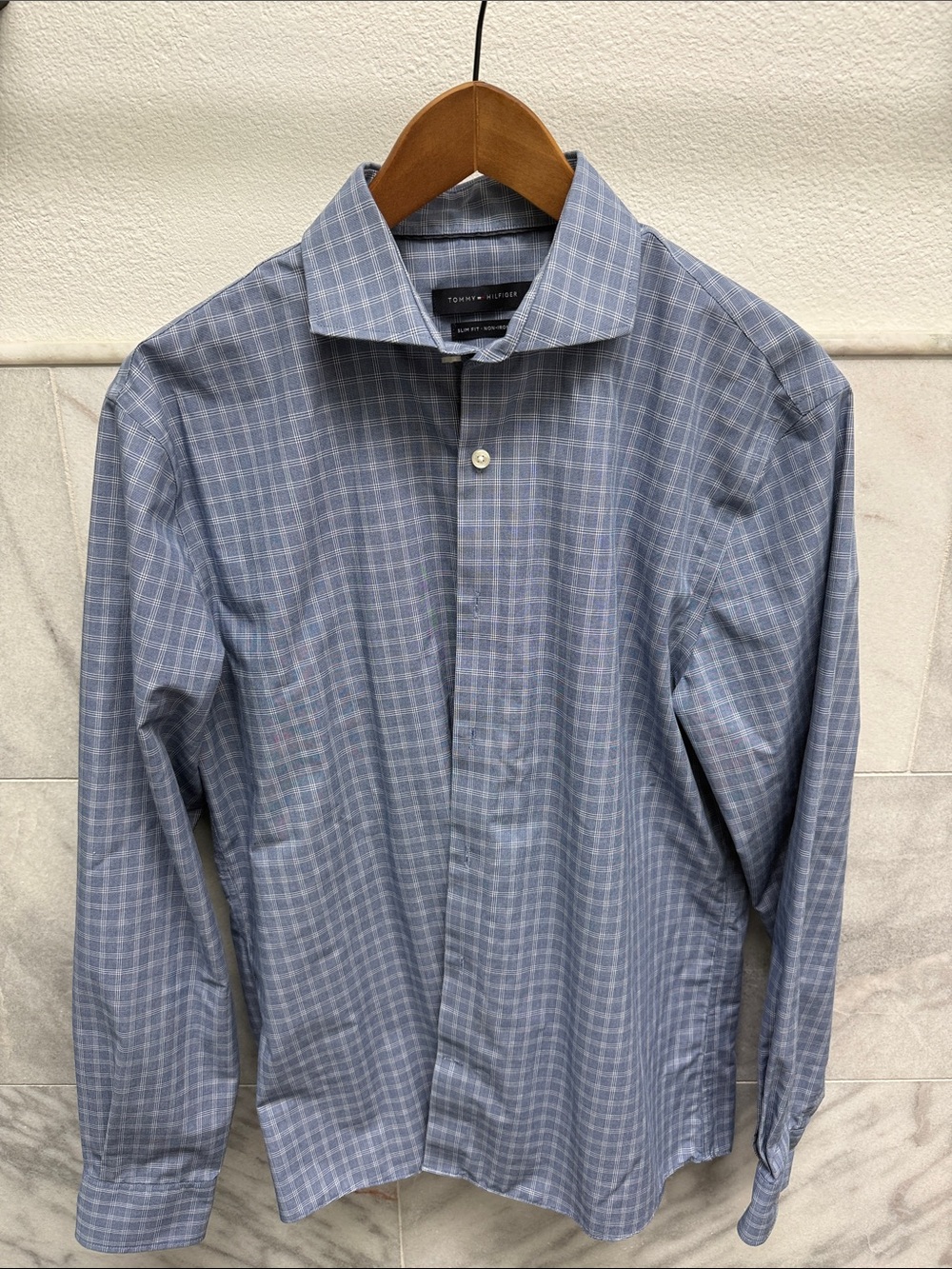 Tommy Hilfiger Light Blue Checked Men's Dress Shirt